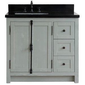 Bellaterra Gray Ash 37" Single Vanity w/ Counter Top and Left Sink-Left Doors 400100-37L-GYA-BGR
