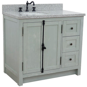 Bellaterra Gray Ash 37" Single Vanity w/ Counter Top and Left Sink-Left Doors 400100-37L-GYA-GYO