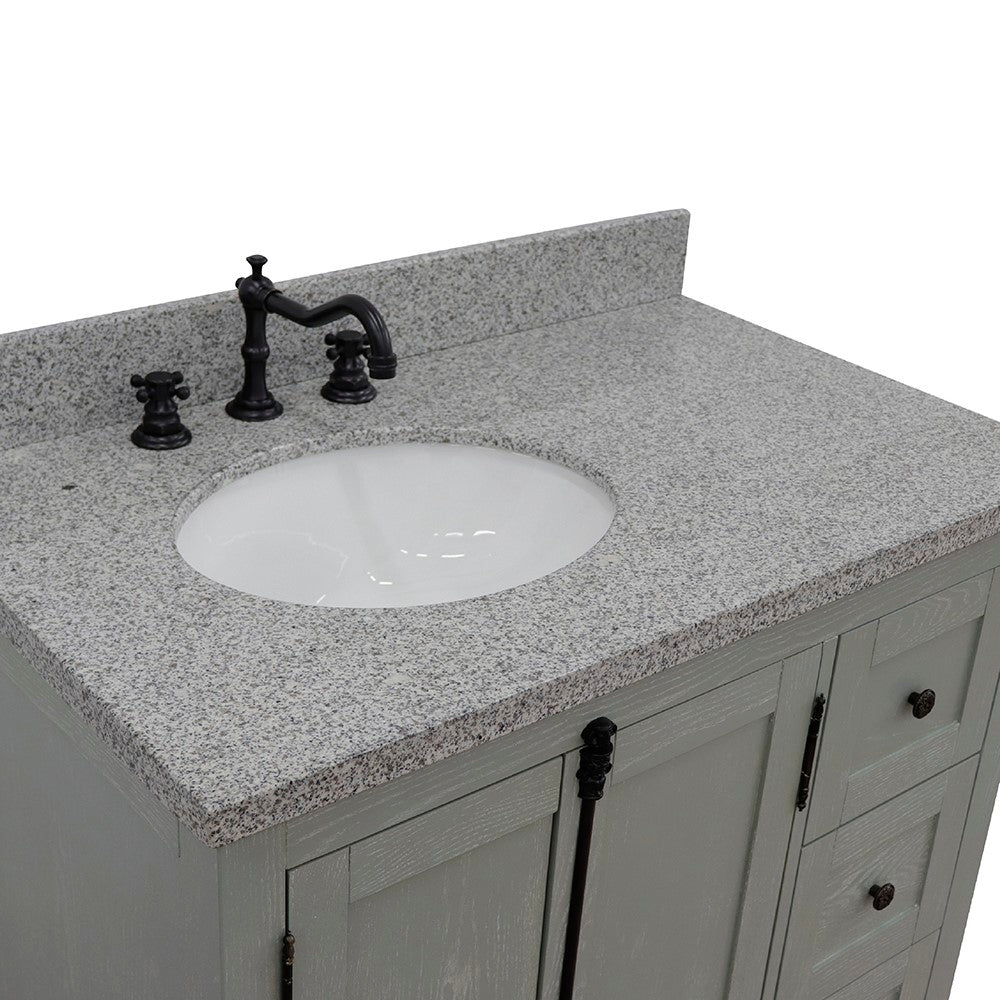 Bellaterra Gray Ash 37" Single Vanity w/ Counter Top and Left Sink-Left Doors 400100-37L-GYA-GYO