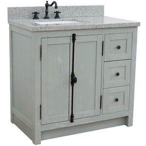 Bellaterra Gray Ash 37" Single Vanity w/ Counter Top and Left Sink-Left Doors 400100-37L-GYA-GYR