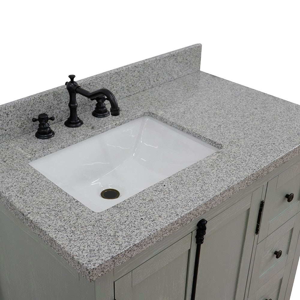 Bellaterra Gray Ash 37" Single Vanity w/ Counter Top and Left Sink-Left Doors 400100-37L-GYA-GYR