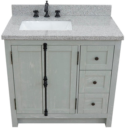 Bellaterra Gray Ash 37" Single Vanity w/ Counter Top and Left Sink-Left Doors 400100-37L-GYA-GYR