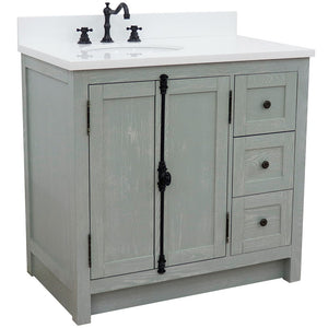 Bellaterra Gray Ash 37" Single Vanity w/ Counter Top and Left Sink-Left Doors 400100-37L-GYA-WEO