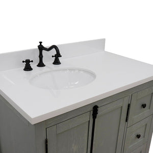Bellaterra Gray Ash 37" Single Vanity w/ Counter Top and Left Sink-Left Doors 400100-37L-GYA-WEO
