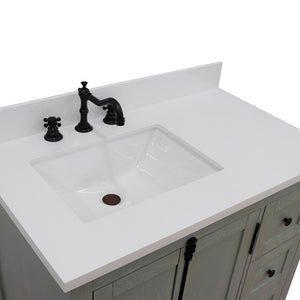 Bellaterra Gray Ash 37" Single Vanity w/ Counter Top and Left Sink-Left Doors 400100-37L-GYA-WER