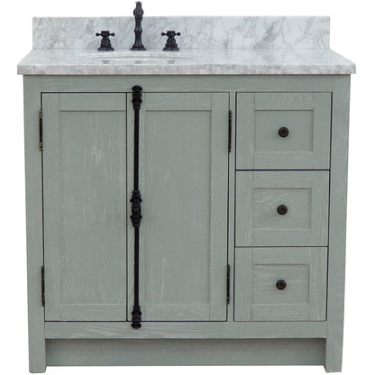 Bellaterra Gray Ash 37" Single Vanity w/ Counter Top and Left Sink-Left Doors 400100-37L-GYA-WMO