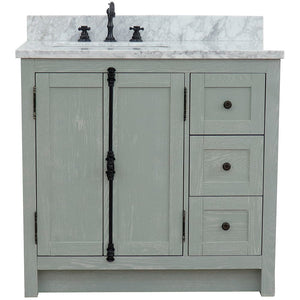 Bellaterra Gray Ash 37" Single Vanity w/ Counter Top and Left Sink-Left Doors 400100-37L-GYA-WMR