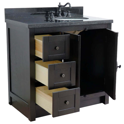 Bellaterra Shlomo - to Split Brown Ash 37" Single Vanity w/ Counter Top and Right Sink-Right Doors 400100-37R-BA-BGO