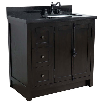 Bellaterra Shlomo - to Split Brown Ash 37" Single Vanity w/ Counter Top and Right Sink-Right Doors 400100-37R-BA-BGR