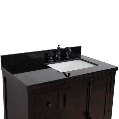 Bellaterra Shlomo - to Split Brown Ash 37" Single Vanity w/ Counter Top and Right Sink-Right Doors 400100-37R-BA-BGR