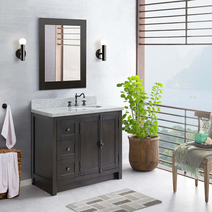 Bellaterra Shlomo - to Split Brown Ash 37" Single Vanity w/ Counter Top and Right Sink-Right Doors 400100-37R-BA-GYO