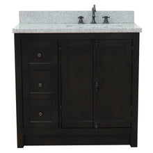 Load image into Gallery viewer, Bellaterra Shlomo - to Split Brown Ash 37&quot; Single Vanity w/ Counter Top and Right Sink-Right Doors 400100-37R-BA-GYR