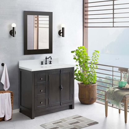 Bellaterra Shlomo - to Split Brown Ash 37" Single Vanity w/ Counter Top and Right Sink-Right Doors 400100-37R-BA-WEO