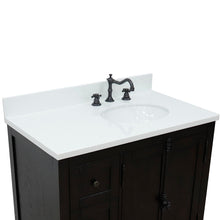 Load image into Gallery viewer, Bellaterra Shlomo - to Split Brown Ash 37&quot; Single Vanity w/ Counter Top and Right Sink-Right Doors 400100-37R-BA-WEO