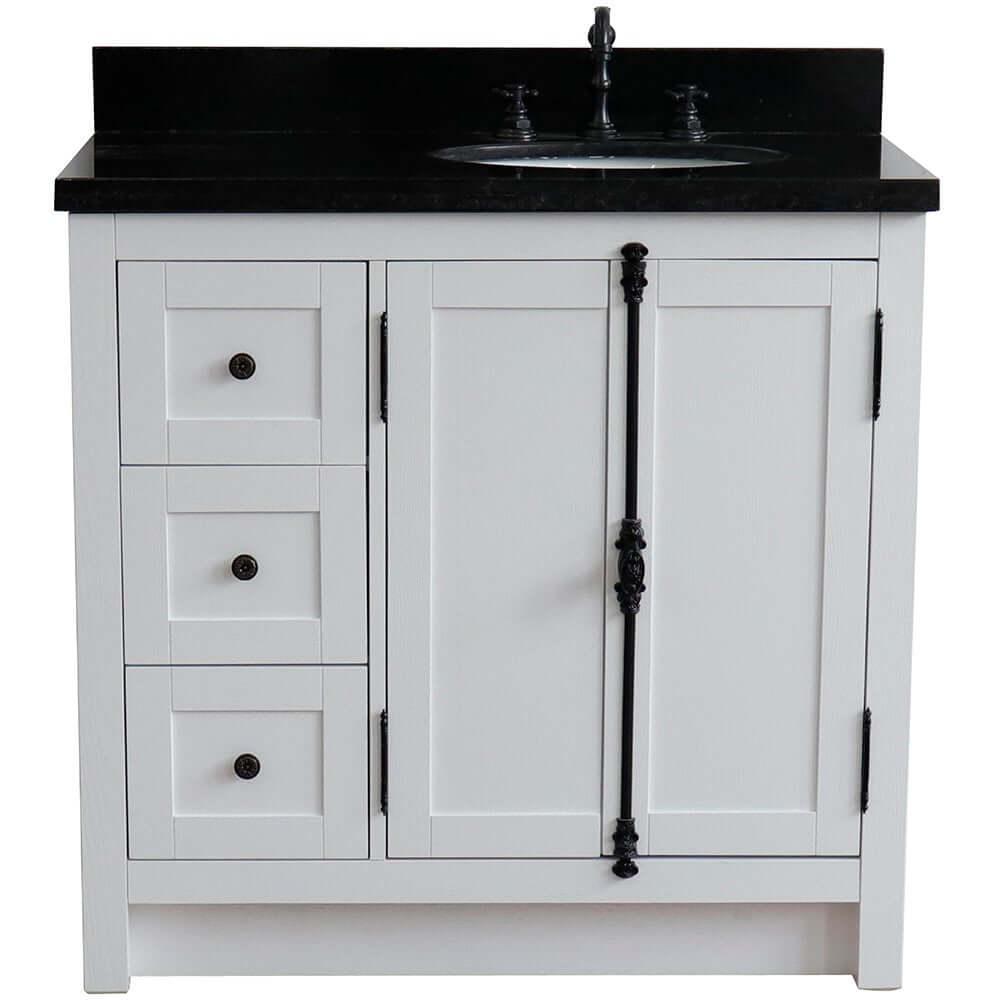 Bellaterra Shlomo Glacier Ash 37" Single Vanity w/ Counter Top and Right Sink - Right Doors 400100-37R-GA-BGO