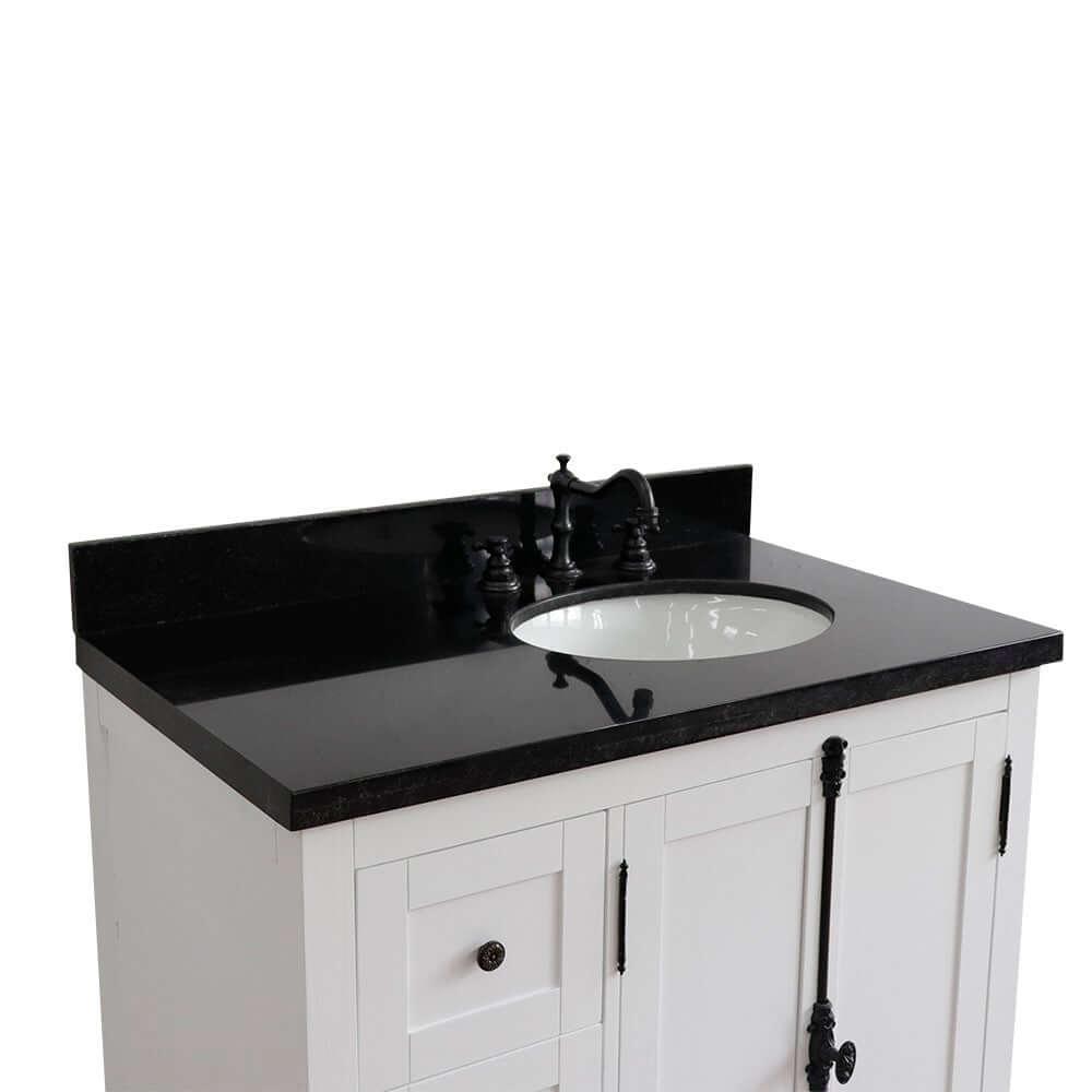 Bellaterra Shlomo Glacier Ash 37" Single Vanity w/ Counter Top and Right Sink - Right Doors 400100-37R-GA-BGO