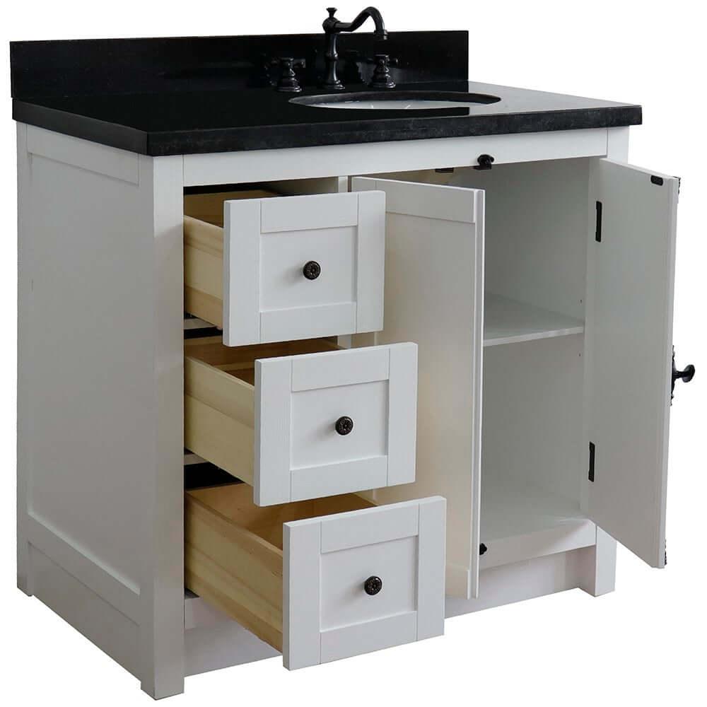 Bellaterra Shlomo Glacier Ash 37" Single Vanity w/ Counter Top and Right Sink - Right Doors 400100-37R-GA-BGO