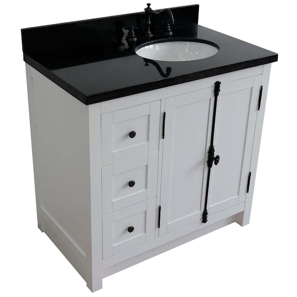 Bellaterra Shlomo Glacier Ash 37" Single Vanity w/ Counter Top and Right Sink - Right Doors 400100-37R-GA-BGO