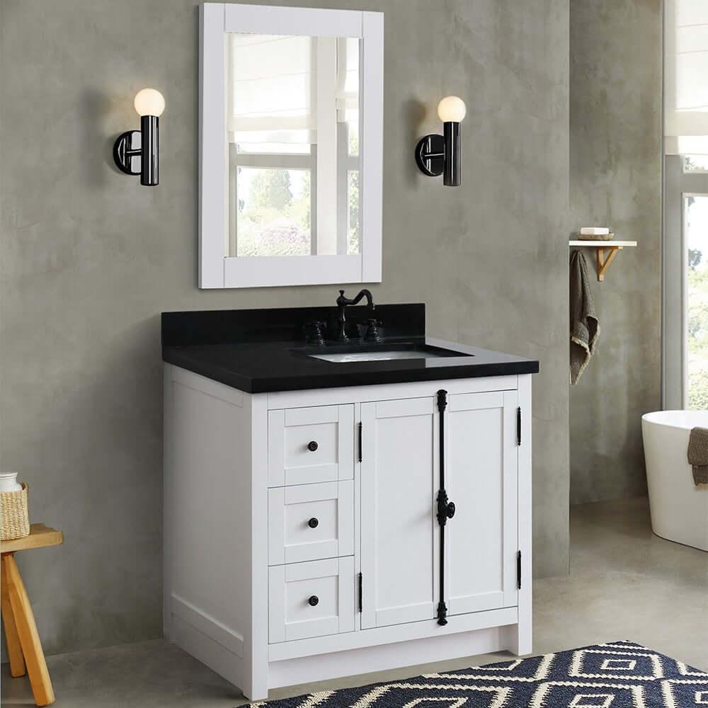 Bellaterra Shlomo Glacier Ash 37" Single Vanity w/ Counter Top and Right Sink - Right Doors 400100-37R-GA-BGR