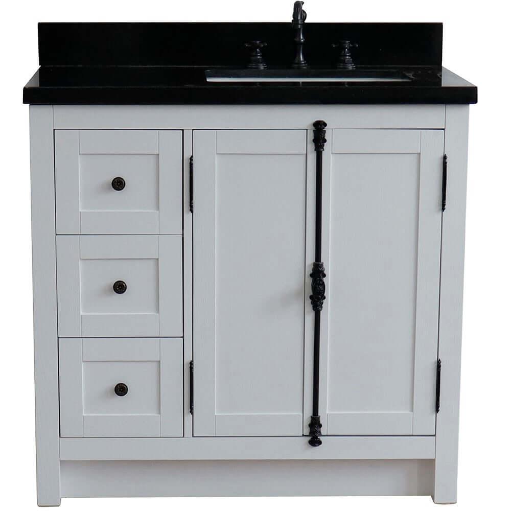 Bellaterra Shlomo Glacier Ash 37" Single Vanity w/ Counter Top and Right Sink - Right Doors 400100-37R-GA-BGR