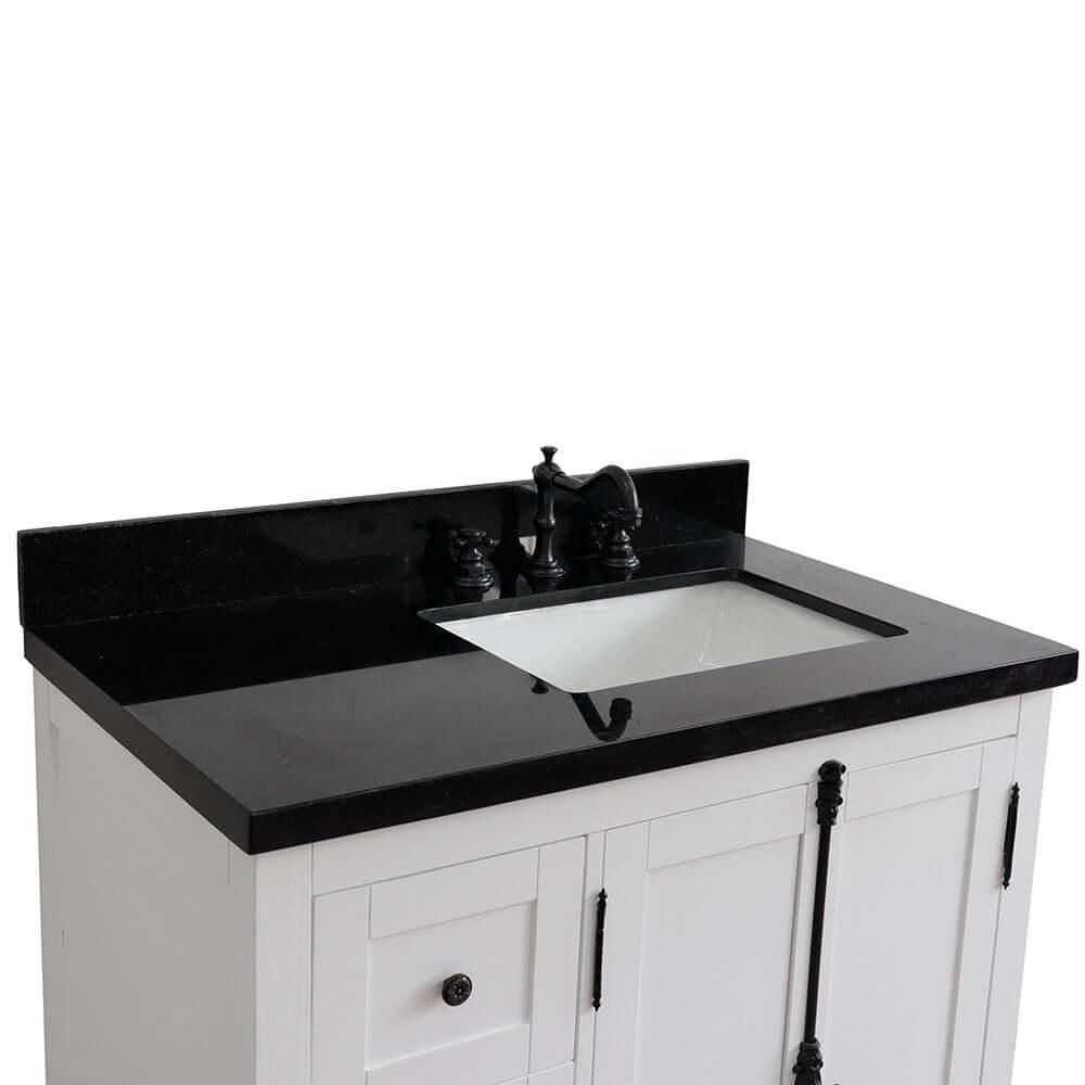 Bellaterra Shlomo Glacier Ash 37" Single Vanity w/ Counter Top and Right Sink - Right Doors 400100-37R-GA-BGR