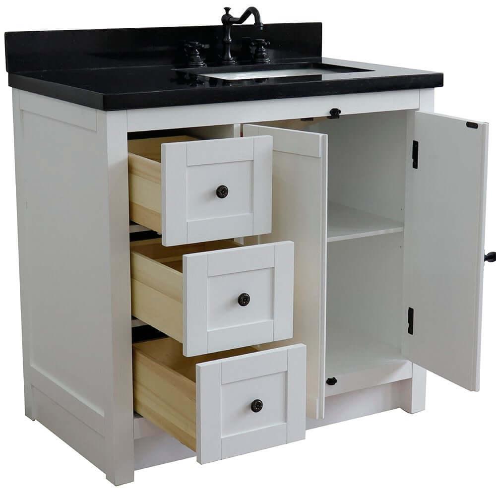 Bellaterra Shlomo Glacier Ash 37" Single Vanity w/ Counter Top and Right Sink - Right Doors 400100-37R-GA-BGR