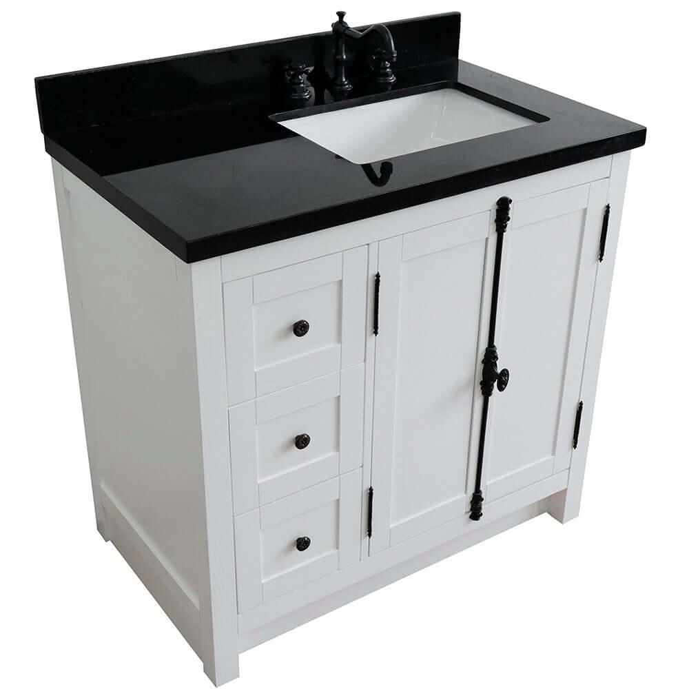 Bellaterra Shlomo Glacier Ash 37" Single Vanity w/ Counter Top and Right Sink - Right Doors 400100-37R-GA-BGR