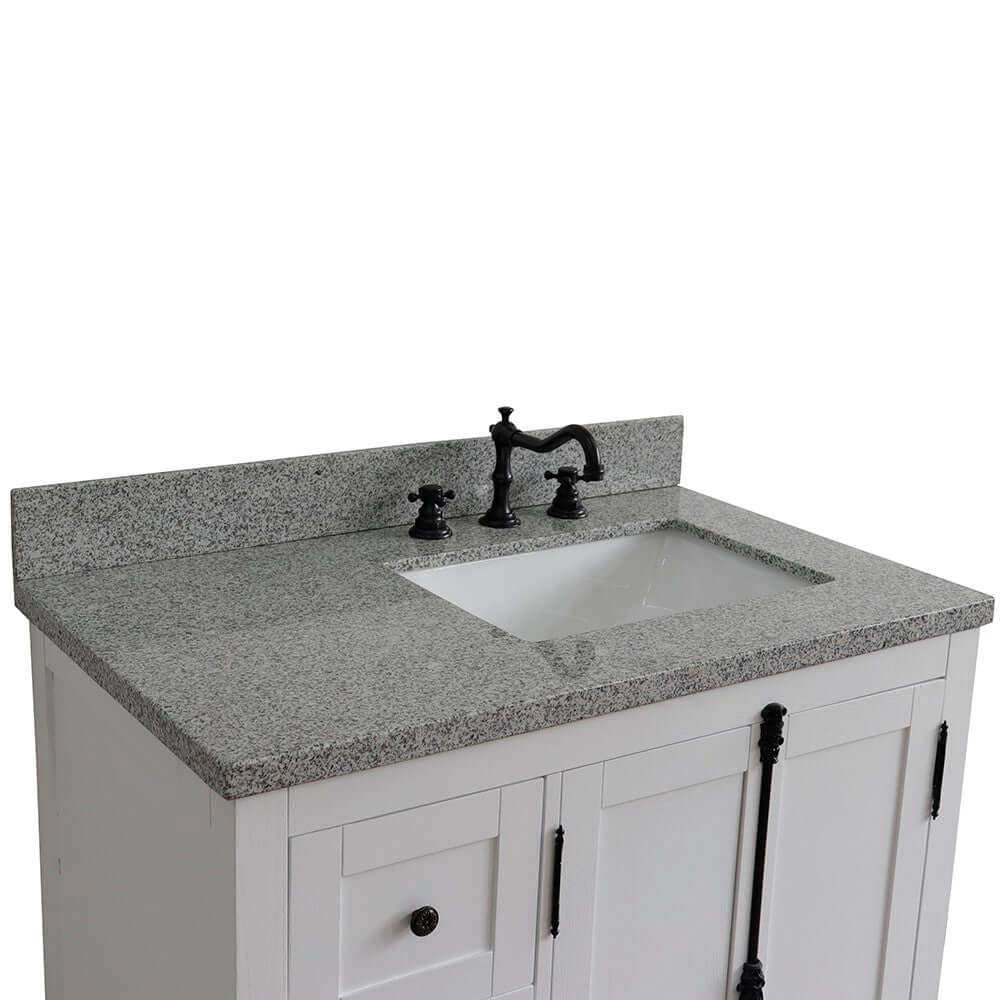 Bellaterra Shlomo Glacier Ash 37" Single Vanity w/ Counter Top and Right Sink - Right Doors 400100-37R-GA-GYR