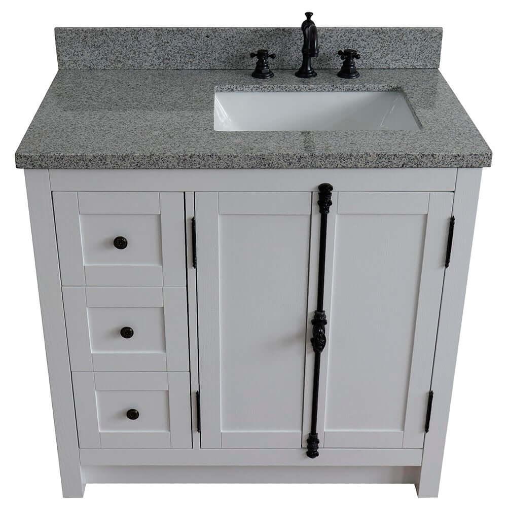 Bellaterra Shlomo Glacier Ash 37" Single Vanity w/ Counter Top and Right Sink - Right Doors 400100-37R-GA-GYR