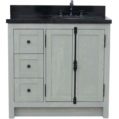 Bellaterra Gray Ash 37" Single Vanity w/ Counter Top and Right Sink - Right Doors 400100-37R-GYA-BGO