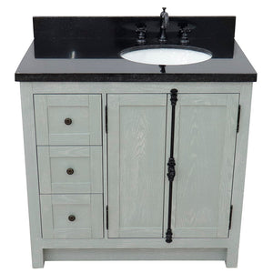 Bellaterra Gray Ash 37" Single Vanity w/ Counter Top and Right Sink - Right Doors 400100-37R-GYA-BGO