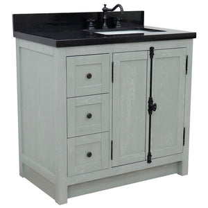 Bellaterra Gray Ash 37" Single Vanity w/ Counter Top and Right Sink - Right Doors 400100-37R-GYA-BGR