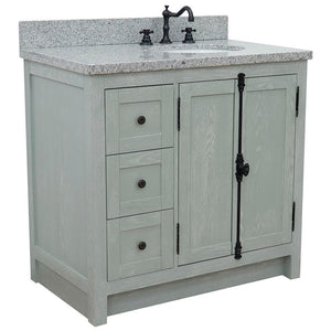Bellaterra Gray Ash 37" Single Vanity w/ Counter Top and Right Sink - Right Doors 400100-37R-GYA-GYO