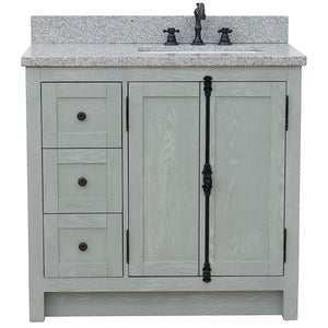 Bellaterra Gray Ash 37" Single Vanity w/ Counter Top and Right Sink - Right Doors 400100-37R-GYA-GYR