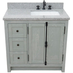 Bellaterra Gray Ash 37" Single Vanity w/ Counter Top and Right Sink - Right Doors 400100-37R-GYA-GYR