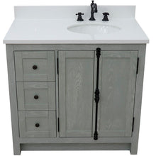 Load image into Gallery viewer, Bellaterra Gray Ash 37&quot; Single Vanity w/ Counter Top and Right Sink - Right Doors 400100-37R-GYA-WEO