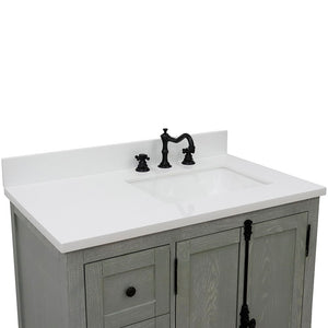 Bellaterra Gray Ash 37" Single Vanity w/ Counter Top and Right Sink - Right Doors 400100-37R-GYA-WER
