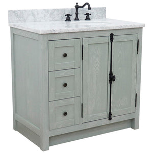 Bellaterra Gray Ash 37" Single Vanity w/ Counter Top and Right Sink - Right Doors 400100-37R-GYA-WMO