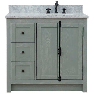 Bellaterra Gray Ash 37" Single Vanity w/ Counter Top and Right Sink - Right Doors 400100-37R-GYA-WMO