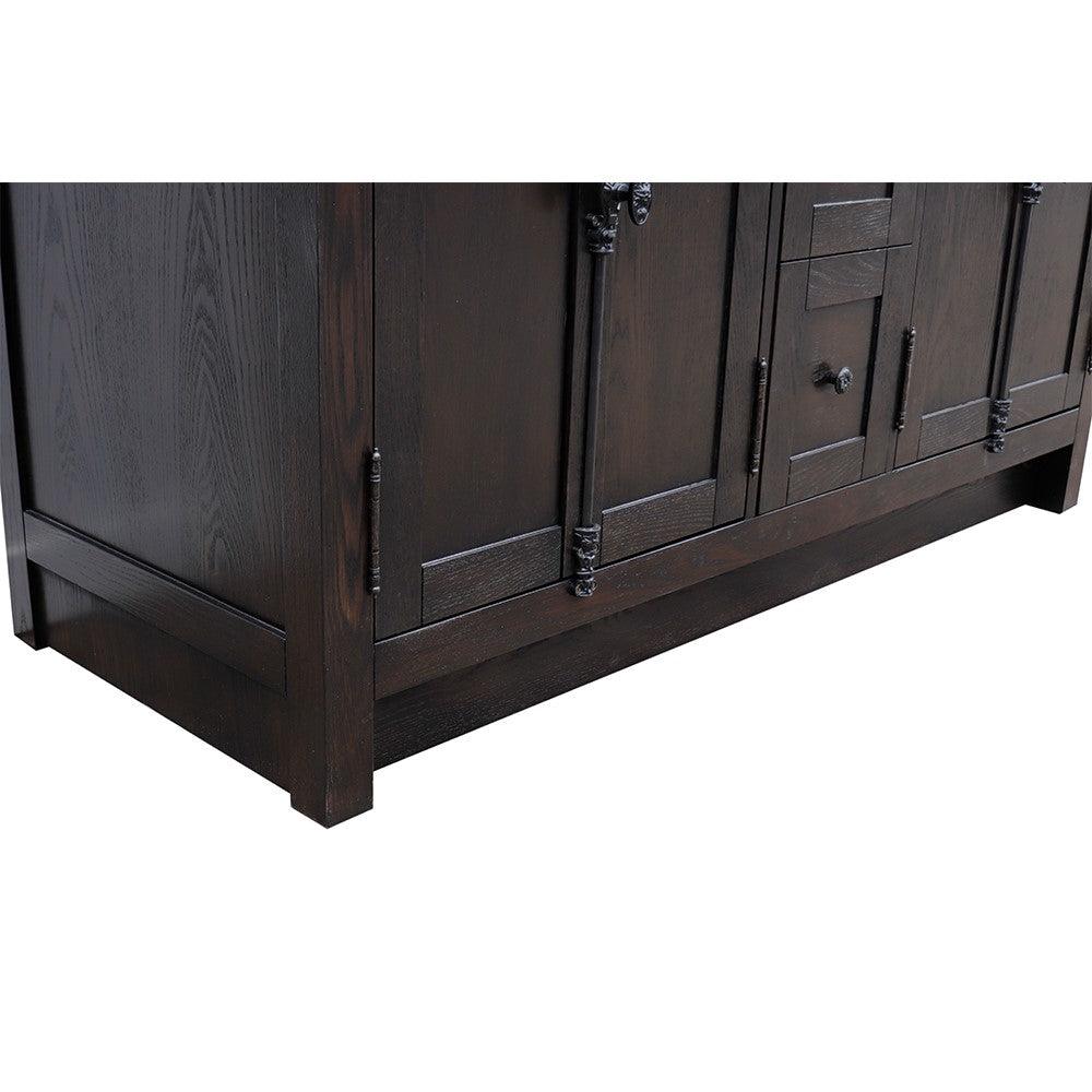 Bellaterra 55" Double Vanity with Counter Top and Rectangle Sink 400100-55, Brown Ash / Black Galaxy Granite