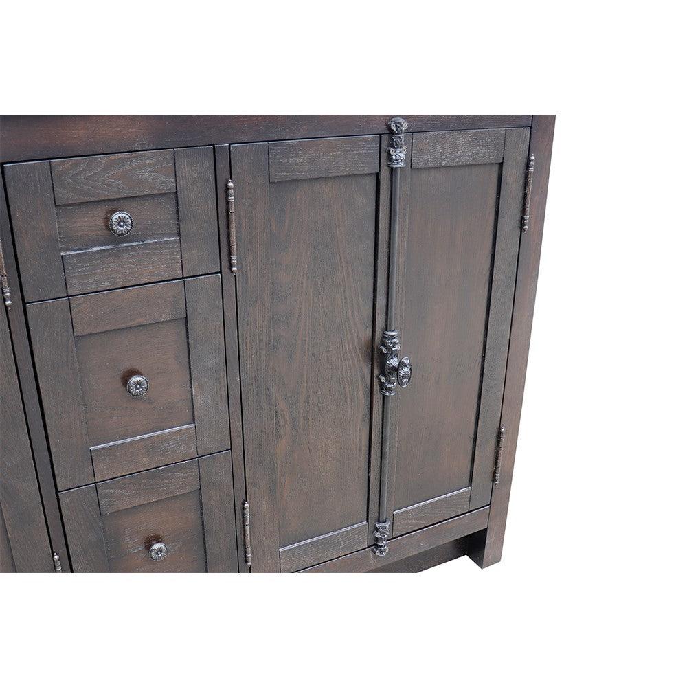 Bellaterra 55" Double Vanity with Counter Top and Rectangle Sink 400100-55, Brown Ash / Black Galaxy Granite