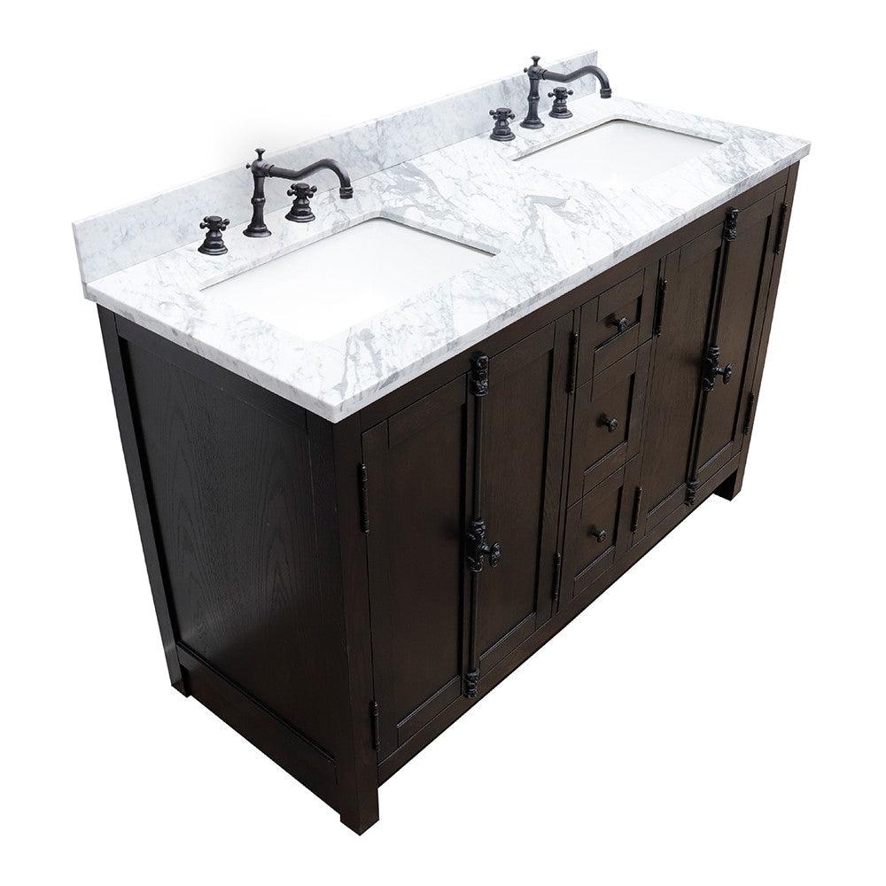 Bellaterra 55" Double Vanity with Counter Top and Rectangle Sink 400100-55, Brown Ash / Gray Granite