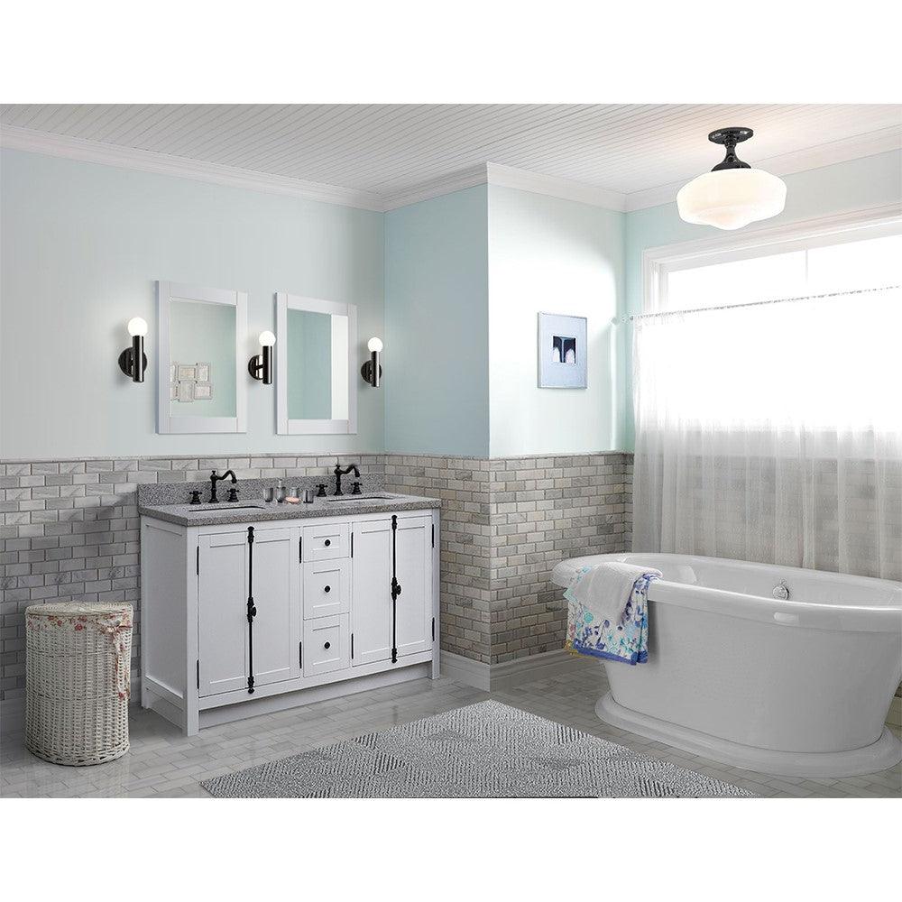 Bellaterra 55" Double Vanity with Counter Top and Rectangle Sink 400100-55, Glacier Ash / Gray Granite