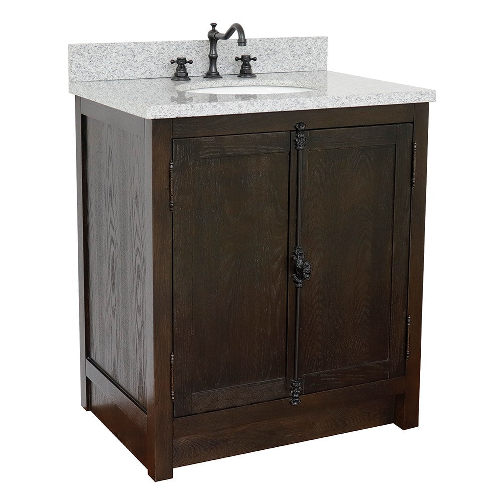 Bellaterra 400100-BA-GYO 31" Wood Single Vanity w/ Counter Top and Sink (Brown Ash)