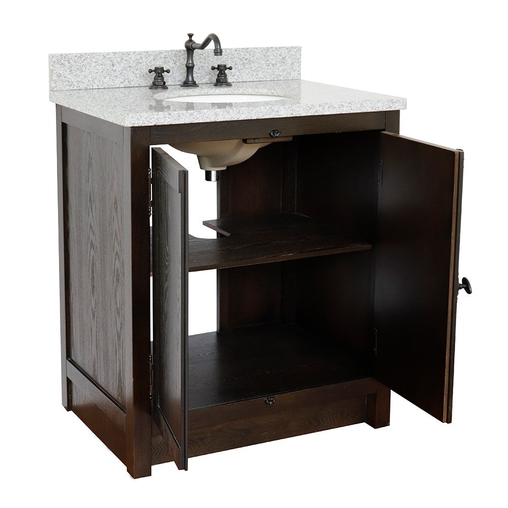 Bellaterra 400100-BA-GYO 31" Wood Single Vanity w/ Counter Top and Sink (Brown Ash)