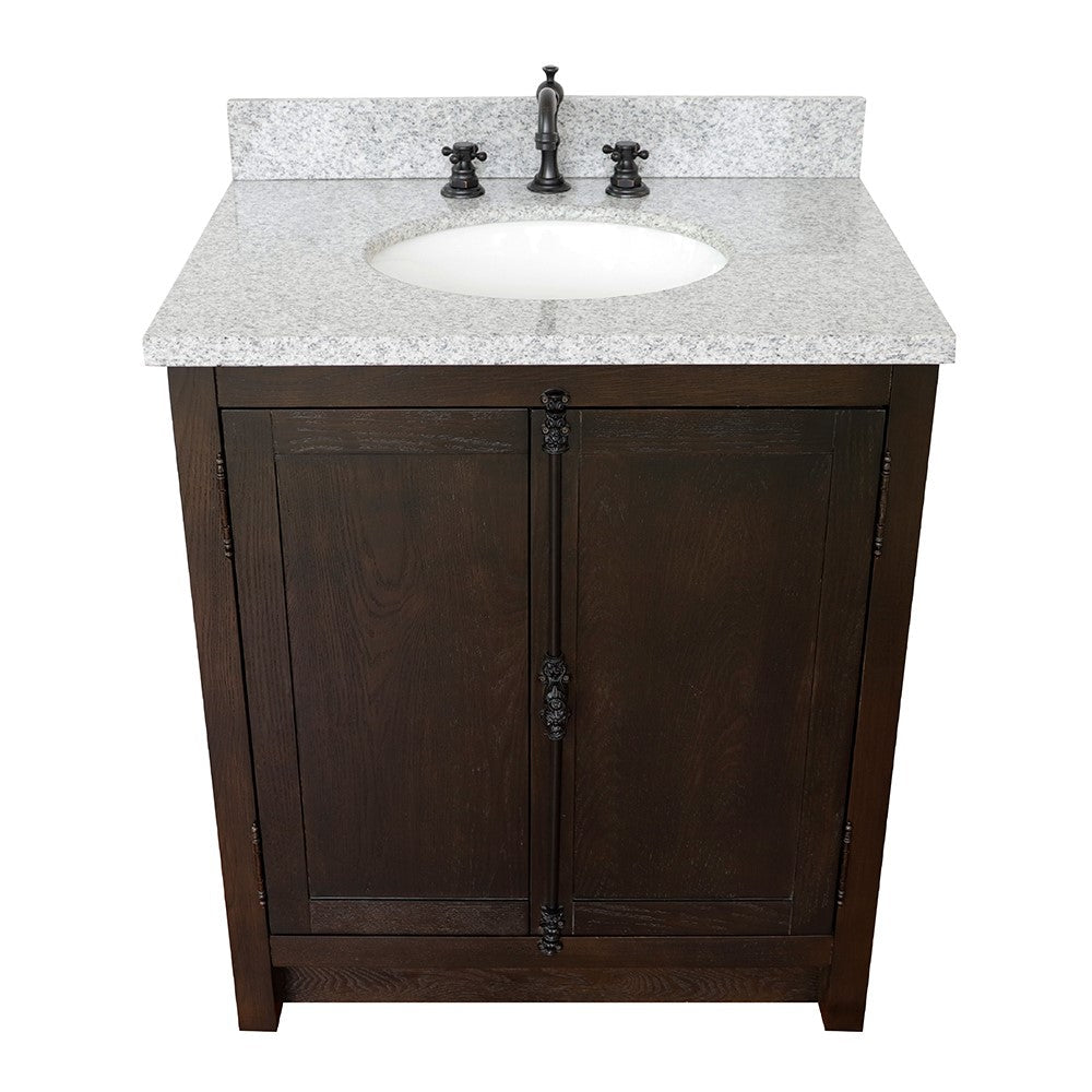 Bellaterra 400100-BA-GYO 31" Wood Single Vanity w/ Counter Top and Sink (Brown Ash)