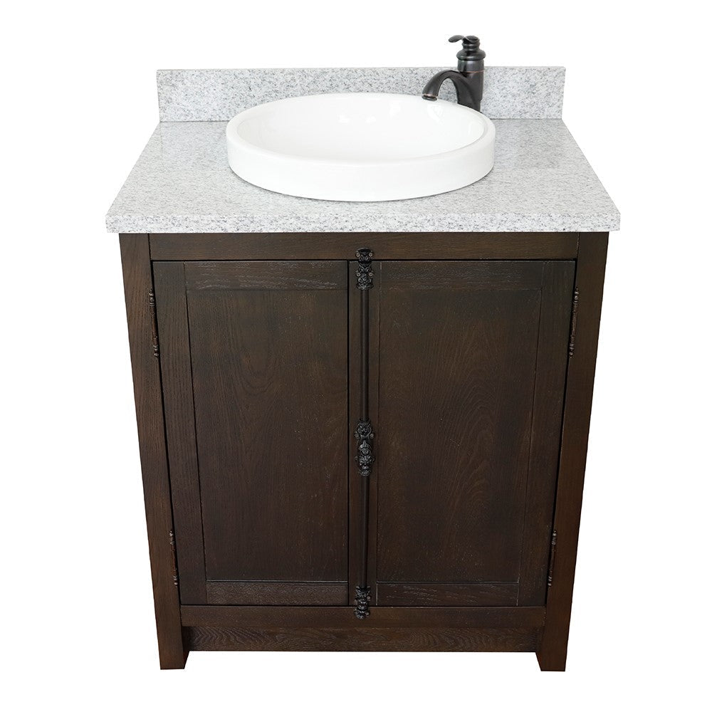 Bellaterra 400100-BA-GYRD 31" Wood Single Vanity w/ Counter Top and Sink (Brown Ash)