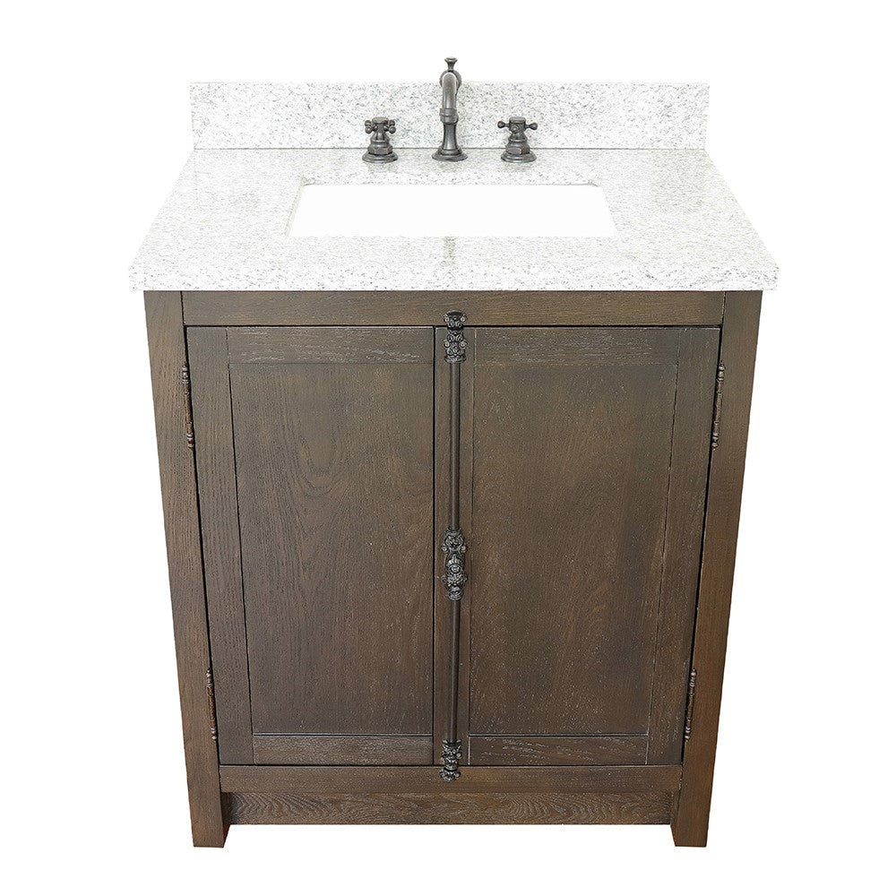 Bellaterra 400100-BA-GYR 31" Wood Single Vanity w/ Counter Top and Sink (Brown Ash)