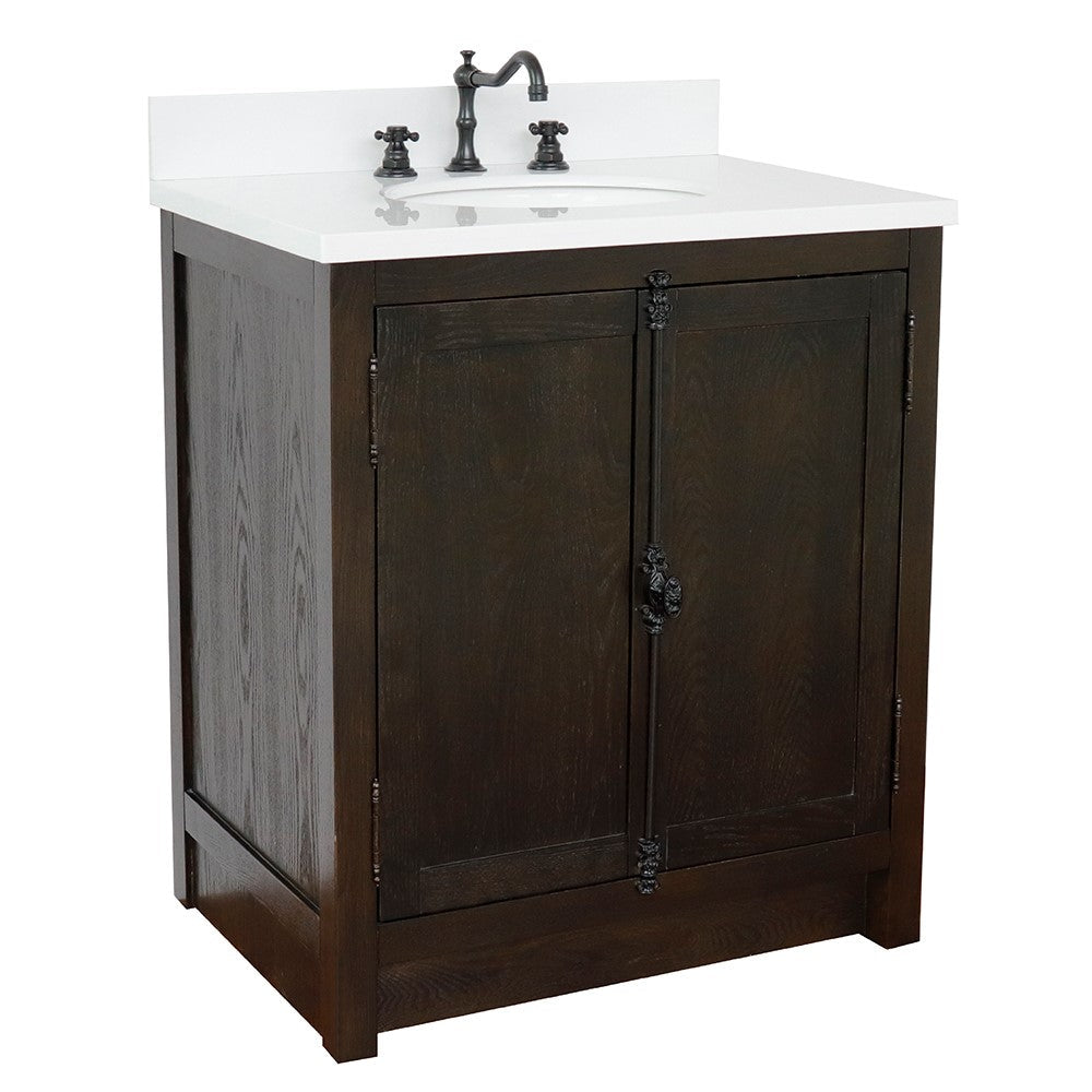 Bellaterra 400100-BA-WEO 31" Wood Single Vanity w/ Counter Top and Sink (Brown Ash)