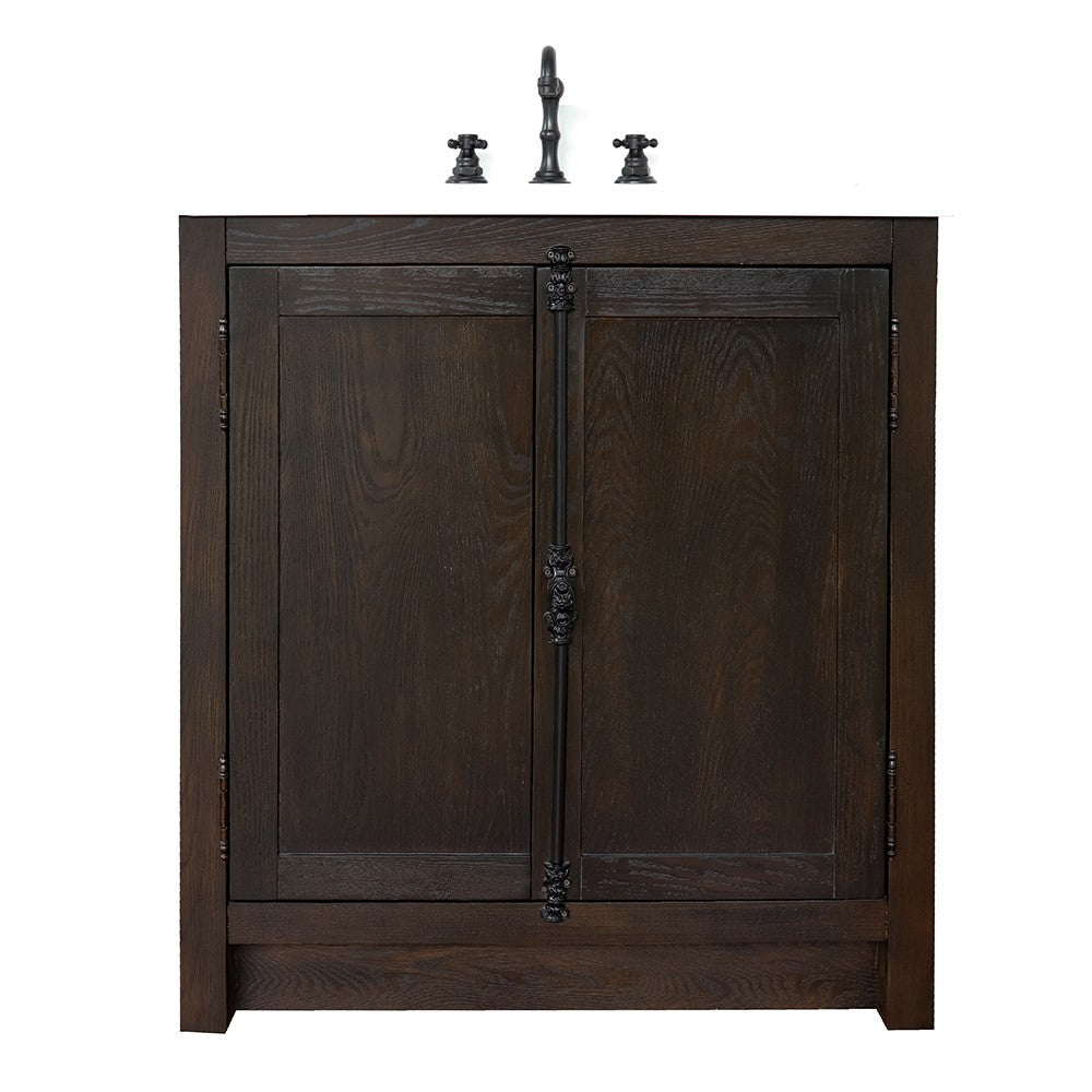 Bellaterra 400100-BA-WEO 31" Wood Single Vanity w/ Counter Top and Sink (Brown Ash)